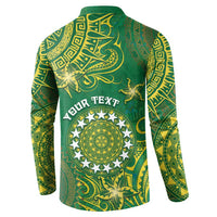 Personalised Cook Islands Button Sweatshirt Hibiscus Polynesian Tribal Pattern DT05 - Polynesian Pride