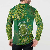 Personalised Cook Islands Button Sweatshirt Hibiscus Polynesian Tribal Pattern DT05 - Polynesian Pride