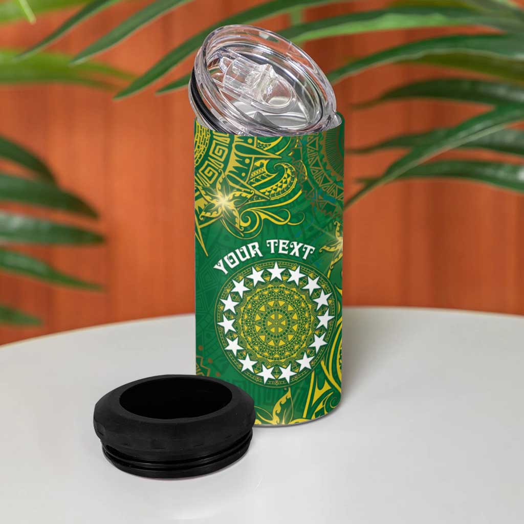 Personalised Cook Islands 4 in 1 Can Cooler Tumbler Hibiscus Polynesian Tribal Pattern DT05 - Polynesian Pride