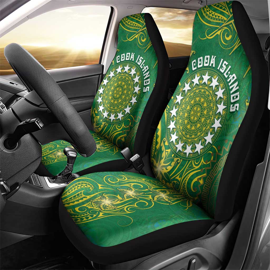 Cook Islands Car Seat Cover Hibiscus Polynesian Tribal Pattern