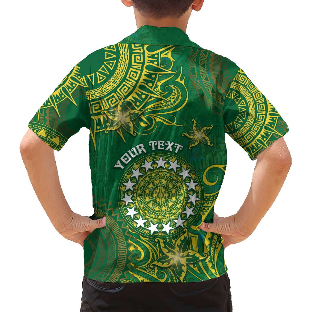 Personalised Cook Islands Family Matching Long Sleeve Bodycon Dress and Hawaiian Shirt Hibiscus Polynesian Tribal Pattern