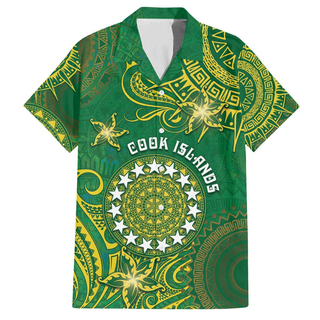 Personalised Cook Islands Family Matching Off Shoulder Maxi Dress and Hawaiian Shirt Hibiscus Polynesian Tribal Pattern