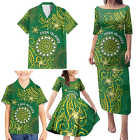 Personalised Cook Islands Family Matching Puletasi and Hawaiian Shirt Hibiscus Polynesian Tribal Pattern