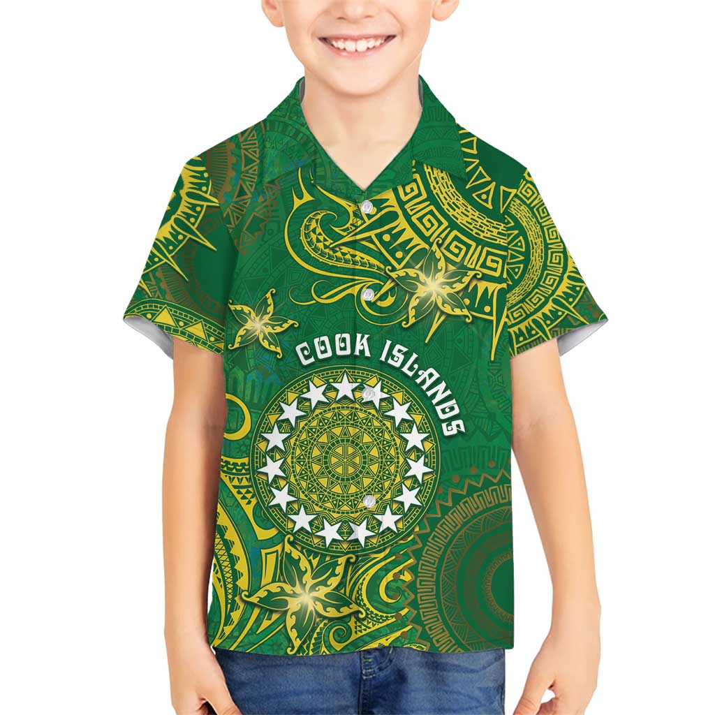 Personalised Cook Islands Family Matching Puletasi and Hawaiian Shirt Hibiscus Polynesian Tribal Pattern