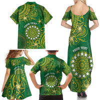 Personalised Cook Islands Family Matching Summer Maxi Dress and Hawaiian Shirt Hibiscus Polynesian Tribal Pattern
