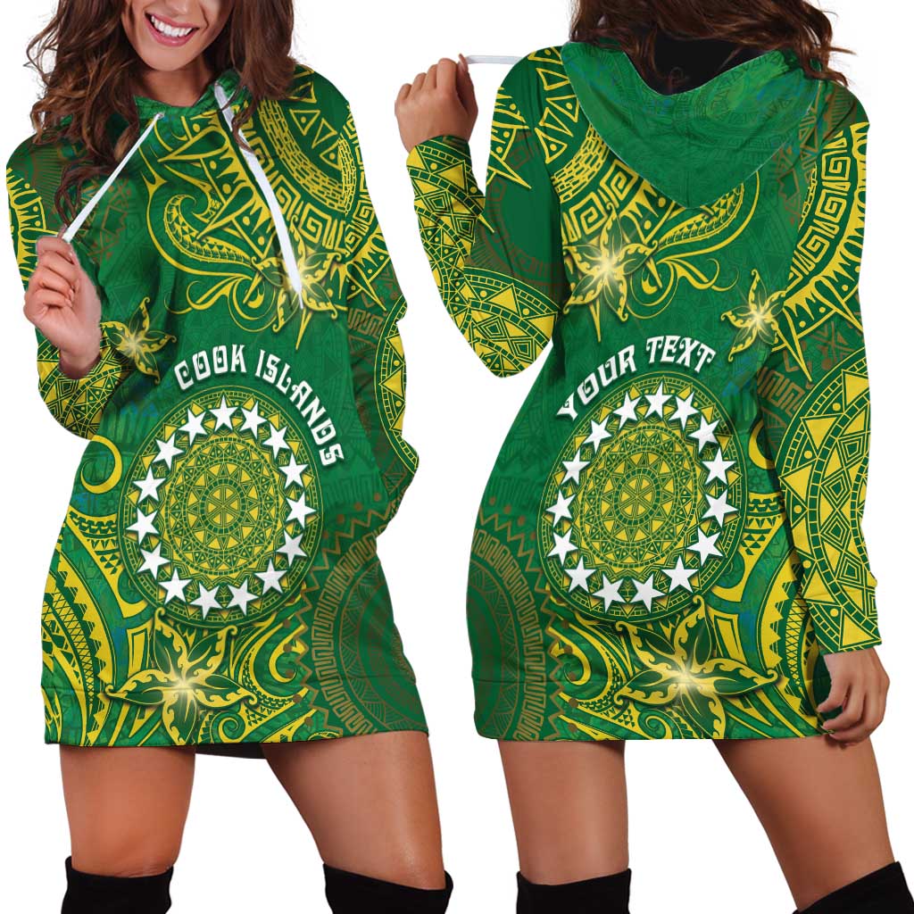 Personalised Cook Islands Hoodie Dress Hibiscus Polynesian Tribal Pattern DT05 - Polynesian Pride