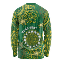 Personalised Cook Islands Long Sleeve Shirt Hibiscus Polynesian Tribal Pattern DT05 - Polynesian Pride