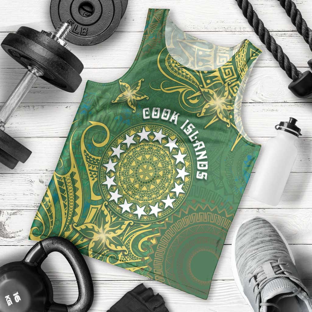 Personalised Cook Islands Men Tank Top Hibiscus Polynesian Tribal Pattern DT05 - Polynesian Pride