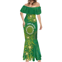 Personalised Cook Islands Mermaid Dress Hibiscus Polynesian Tribal Pattern