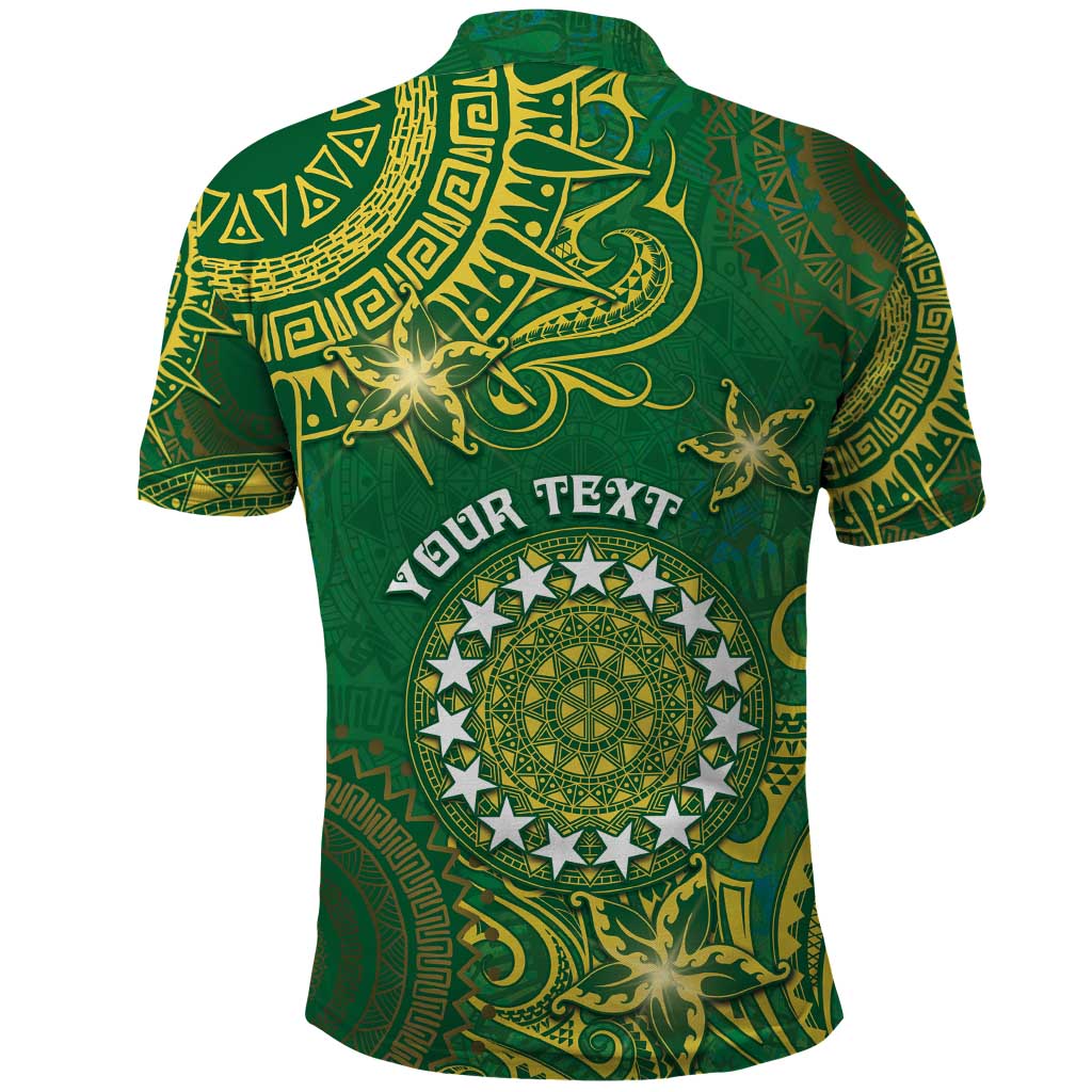 Personalised Cook Islands Polo Shirt Hibiscus Polynesian Tribal Pattern