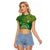 Personalised Cook Islands Raglan Cropped T Shirt Hibiscus Polynesian Tribal Pattern
