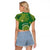 Personalised Cook Islands Raglan Cropped T Shirt Hibiscus Polynesian Tribal Pattern