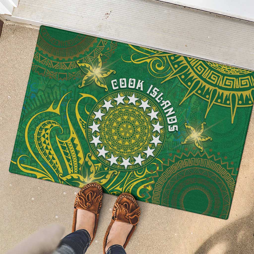 Cook Islands Rubber Doormat Hibiscus Polynesian Tribal Pattern DT05 - Polynesian Pride
