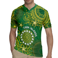 Personalised Cook Islands Rugby Jersey Hibiscus Polynesian Tribal Pattern