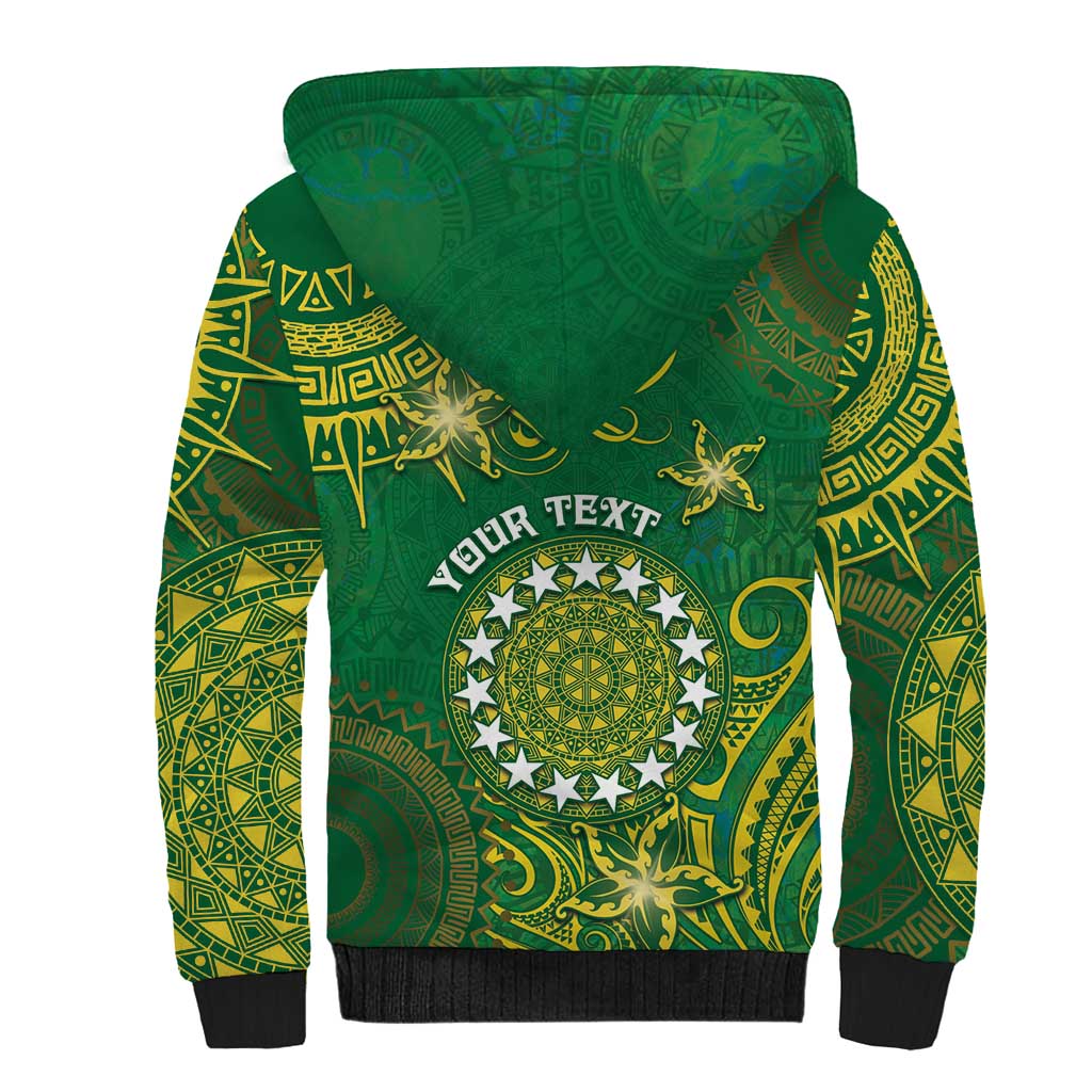 Personalised Cook Islands Sherpa Hoodie Hibiscus Polynesian Tribal Pattern DT05 - Polynesian Pride