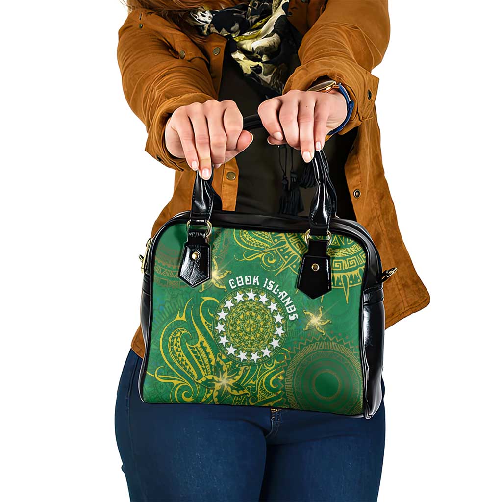 Cook Islands Shoulder Handbag Hibiscus Polynesian Tribal Pattern