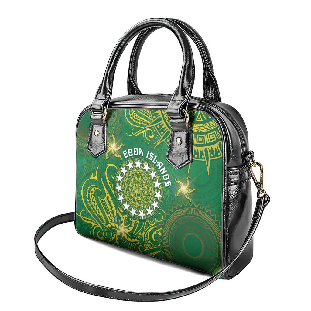 Cook Islands Shoulder Handbag Hibiscus Polynesian Tribal Pattern