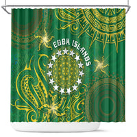 Cook Islands Shower Curtain Hibiscus Polynesian Tribal Pattern