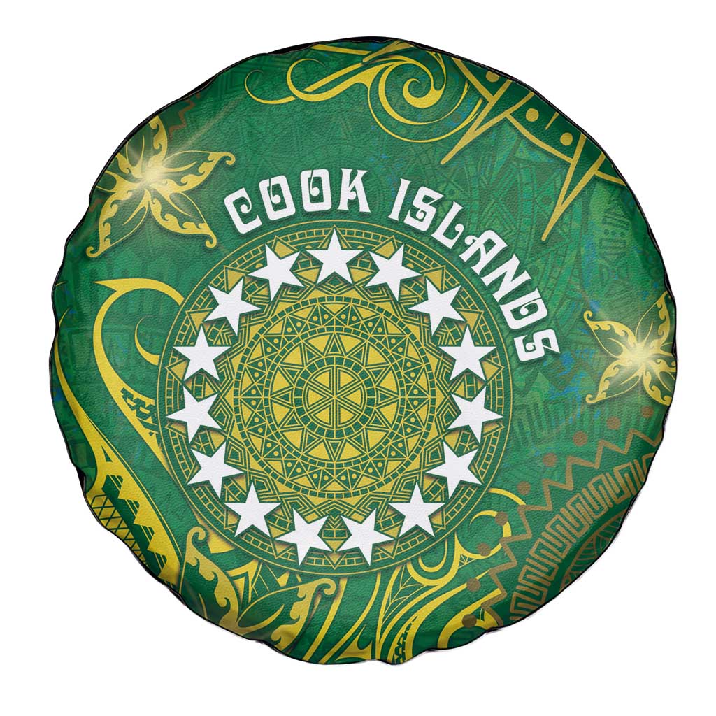 Cook Islands Spare Tire Cover Hibiscus Polynesian Tribal Pattern