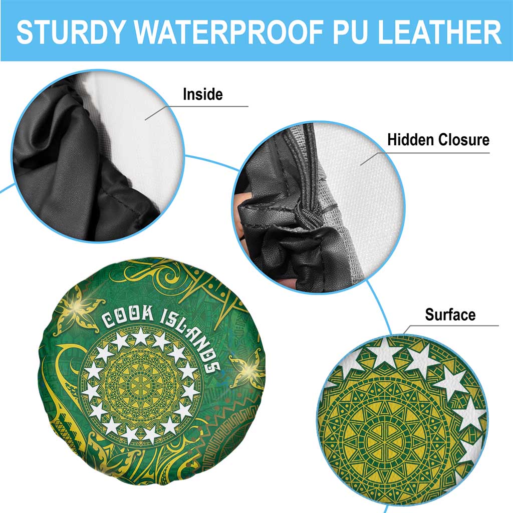 Cook Islands Spare Tire Cover Hibiscus Polynesian Tribal Pattern