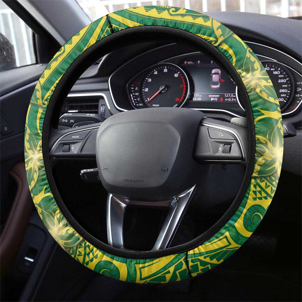 Cook Islands Steering Wheel Cover Hibiscus Polynesian Tribal Pattern DT05 - Polynesian Pride