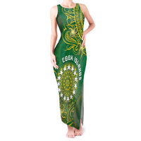 Personalised Cook Islands Tank Maxi Dress Hibiscus Polynesian Tribal Pattern DT05 Women Green - Polynesian Pride
