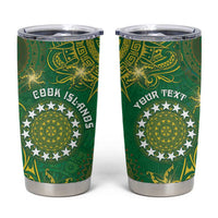 Personalised Cook Islands Tumbler Cup Hibiscus Polynesian Tribal Pattern