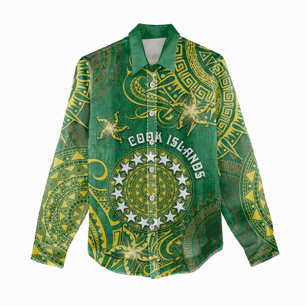Personalised Cook Islands Women Casual Shirt Hibiscus Polynesian Tribal Pattern