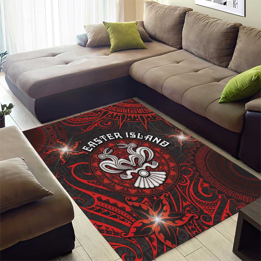 Easter Island Area Rug Hibiscus Polynesian Tribal Pattern