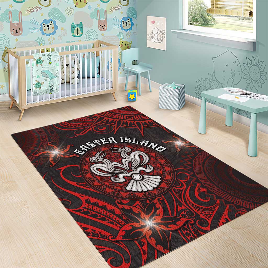 Easter Island Area Rug Hibiscus Polynesian Tribal Pattern