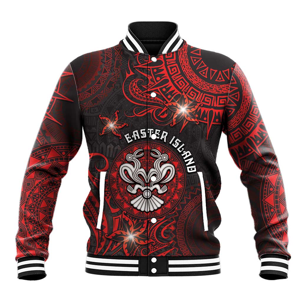 Personalised Easter Island Baseball Jacket Hibiscus Polynesian Tribal Pattern DT05 Unisex Black - Polynesian Pride