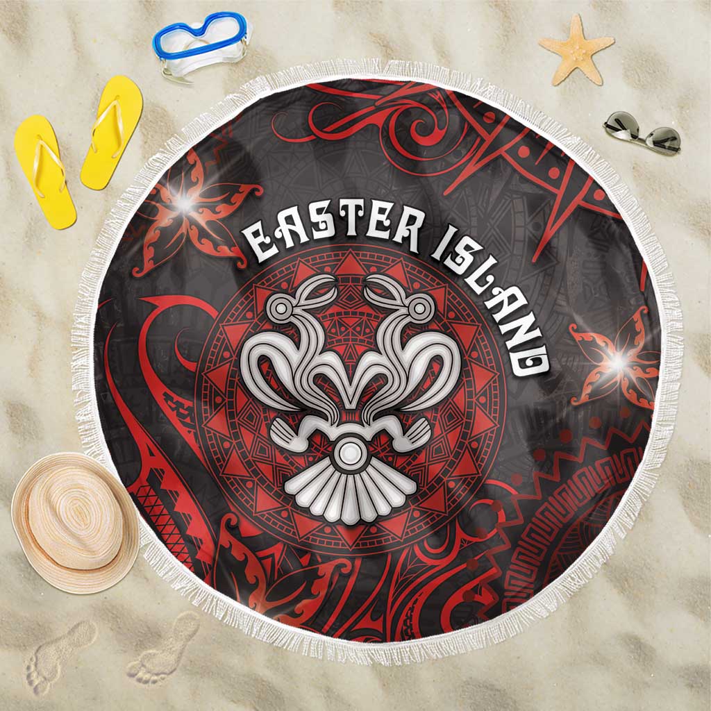 Easter Island Beach Blanket Hibiscus Polynesian Tribal Pattern DT05 One Size 150cm Black - Polynesian Pride