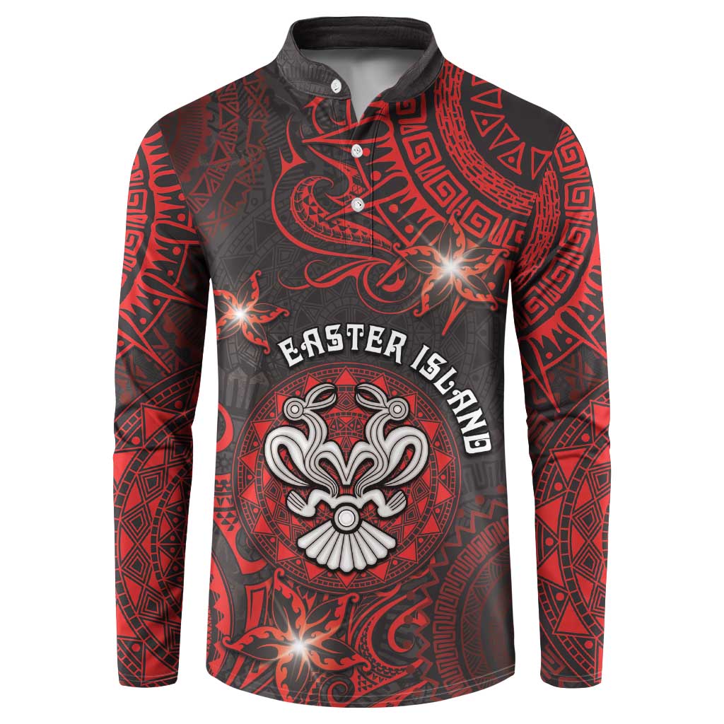 Personalised Easter Island Button Sweatshirt Hibiscus Polynesian Tribal Pattern