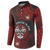 Personalised Easter Island Button Sweatshirt Hibiscus Polynesian Tribal Pattern DT05 - Polynesian Pride