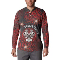 Personalised Easter Island Button Sweatshirt Hibiscus Polynesian Tribal Pattern DT05 - Polynesian Pride
