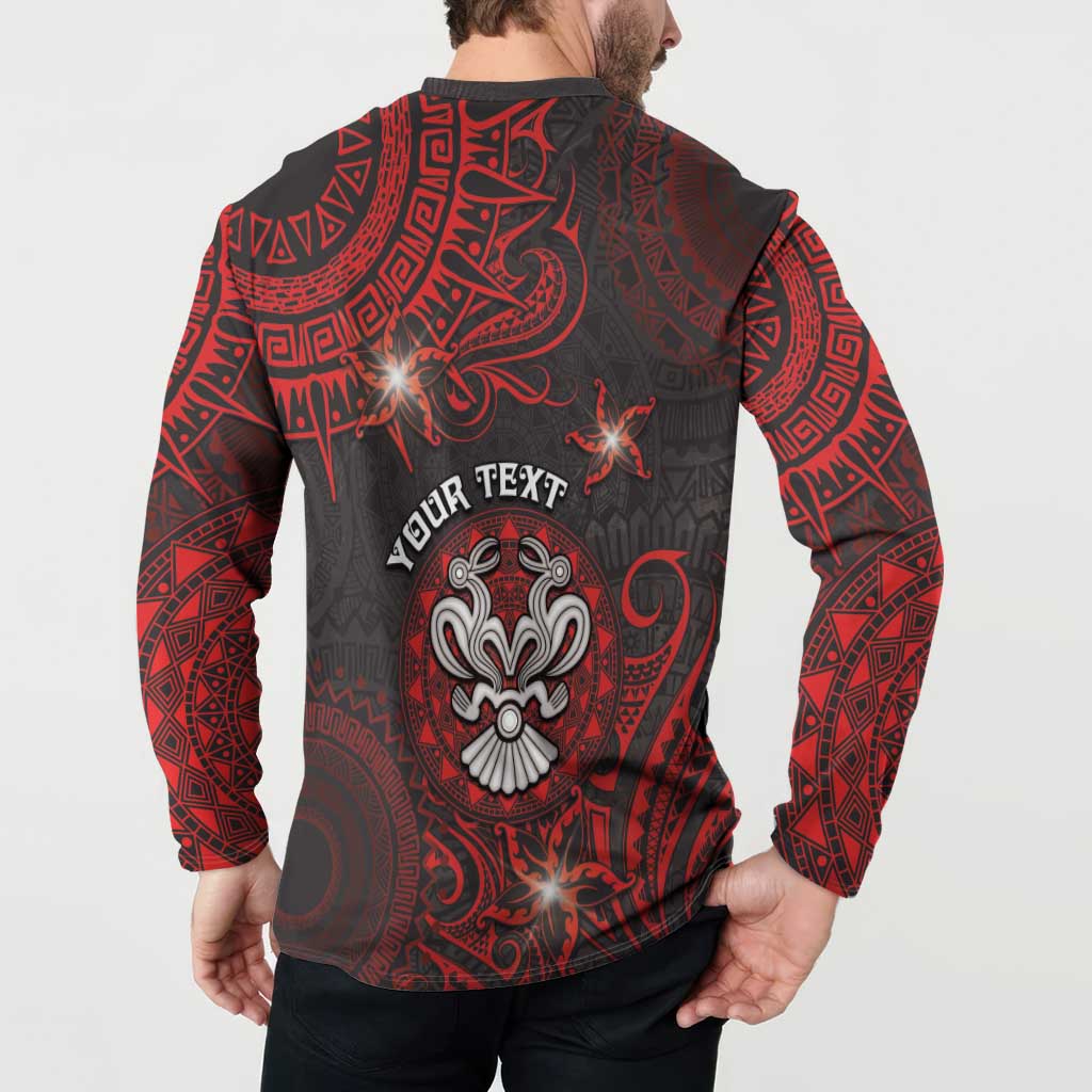 Personalised Easter Island Button Sweatshirt Hibiscus Polynesian Tribal Pattern DT05 - Polynesian Pride