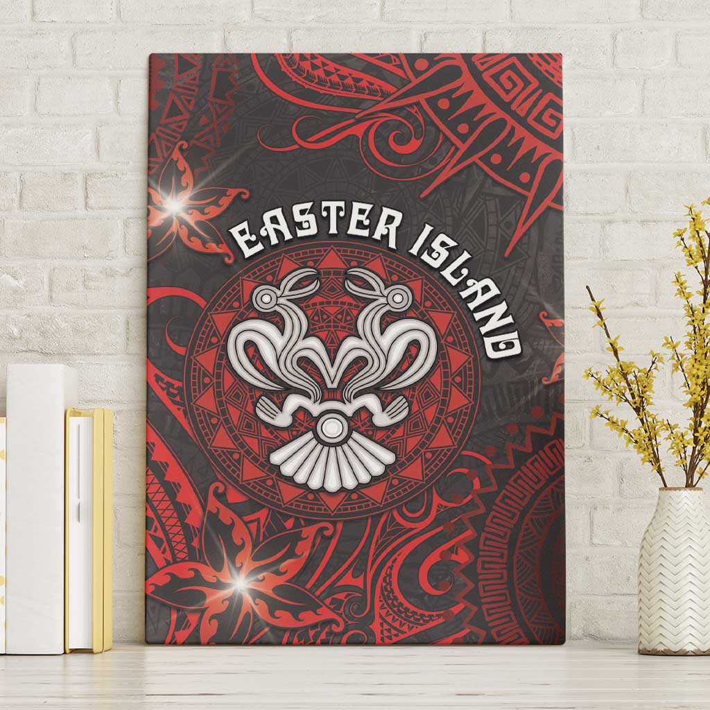 Easter Island Canvas Wall Art Hibiscus Polynesian Tribal Pattern DT05 Without Frame Black - Polynesian Pride
