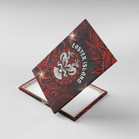 Easter Island Canvas Wall Art Hibiscus Polynesian Tribal Pattern DT05 With Frame Black - Polynesian Pride