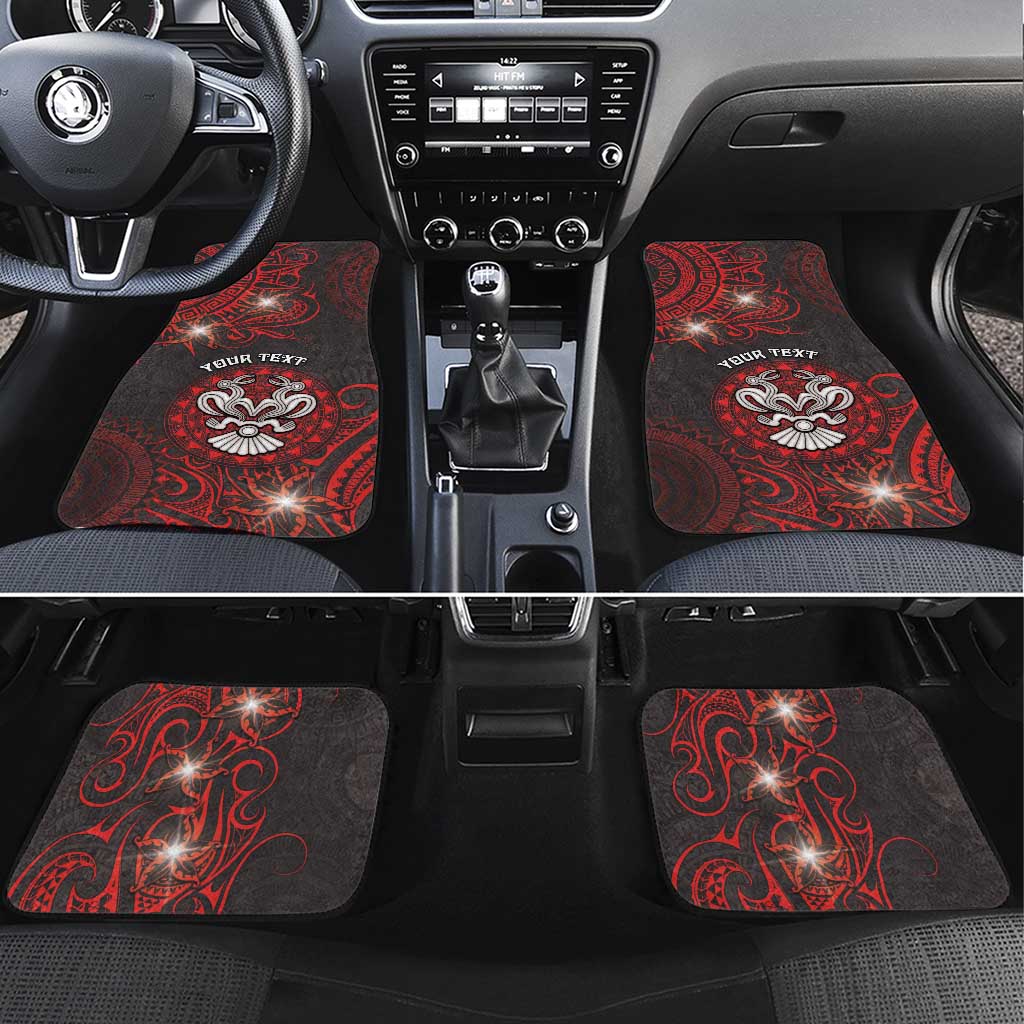 Easter Island Car Mats Hibiscus Polynesian Tribal Pattern DT05 Set 4pcs Black - Polynesian Pride