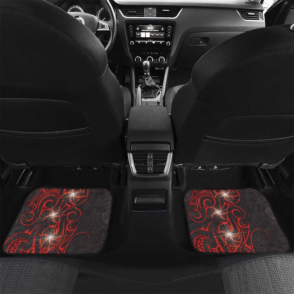 Easter Island Car Mats Hibiscus Polynesian Tribal Pattern DT05 Set 2pcs - Back Black - Polynesian Pride
