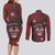 Personalised Easter Island Couples Matching Long Sleeve Bodycon Dress and Long Sleeve Button Shirt Hibiscus Polynesian Tribal Pattern