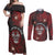 Personalised Easter Island Couples Matching Off Shoulder Maxi Dress and Long Sleeve Button Shirt Hibiscus Polynesian Tribal Pattern