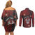 Personalised Easter Island Couples Matching Off Shoulder Short Dress and Long Sleeve Button Shirt Hibiscus Polynesian Tribal Pattern