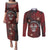 Personalised Easter Island Couples Matching Puletasi and Long Sleeve Button Shirt Hibiscus Polynesian Tribal Pattern