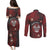 Personalised Easter Island Couples Matching Puletasi and Long Sleeve Button Shirt Hibiscus Polynesian Tribal Pattern
