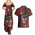 Personalised Easter Island Couples Matching Summer Maxi Dress and Hawaiian Shirt Hibiscus Polynesian Tribal Pattern