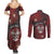 Personalised Easter Island Couples Matching Summer Maxi Dress and Long Sleeve Button Shirt Hibiscus Polynesian Tribal Pattern