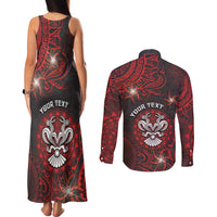 Personalised Easter Island Couples Matching Tank Maxi Dress and Long Sleeve Button Shirt Hibiscus Polynesian Tribal Pattern DT05 - Polynesian Pride