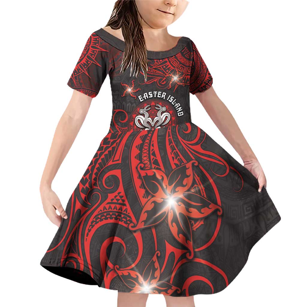 Personalised Easter Island Family Matching Off Shoulder Short Dress and Hawaiian Shirt Hibiscus Polynesian Tribal Pattern