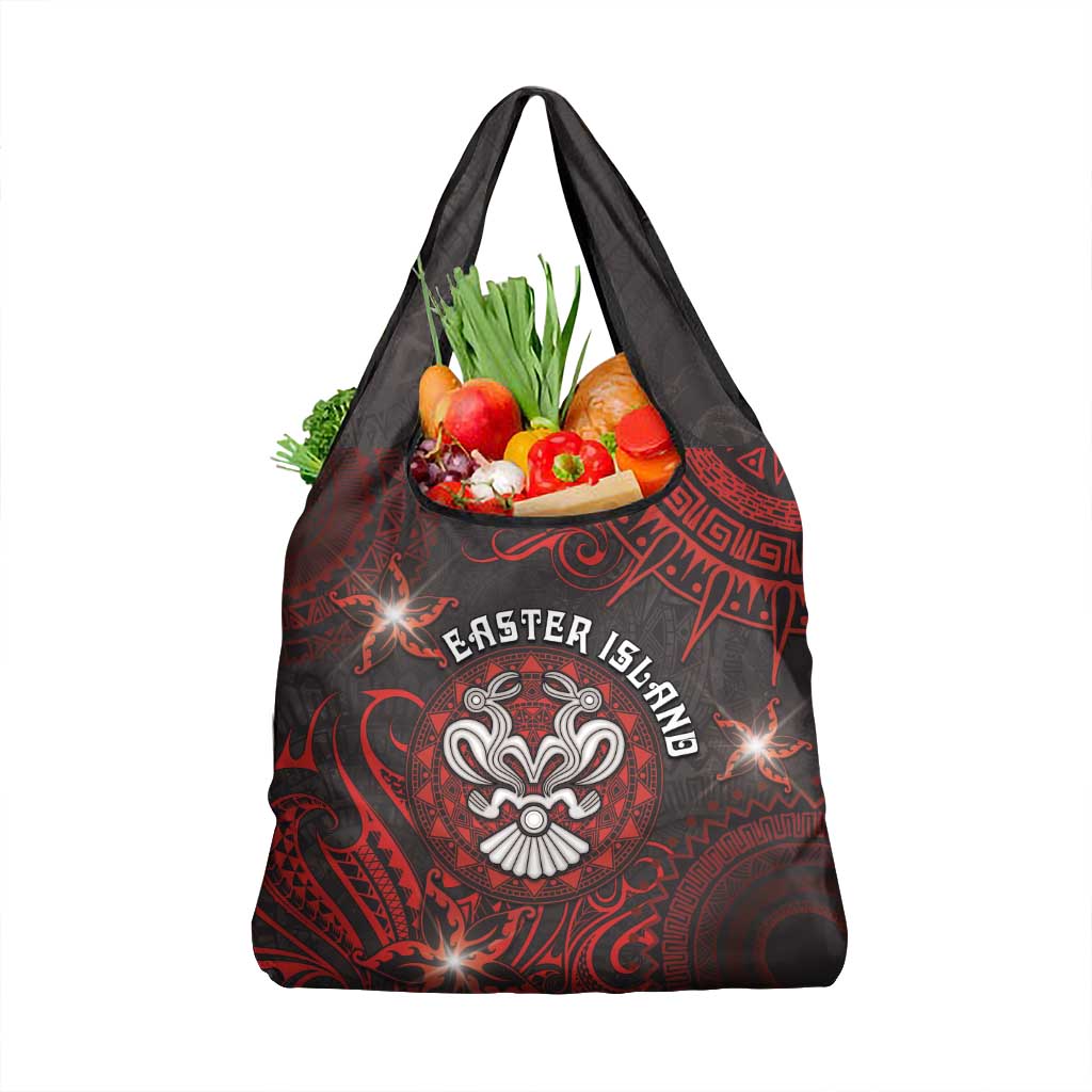 Easter Island Grocery Bag Hibiscus Polynesian Tribal Pattern DT05 1-pack One Size Black - Polynesian Pride